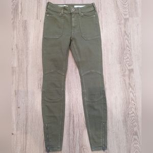 Pilcro and the Letterpress High-Rise Green Denim Leggings